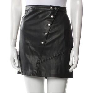 BLANKNYC Black Faux Leather Mini Skirt Button Front Size 26 Moto Style